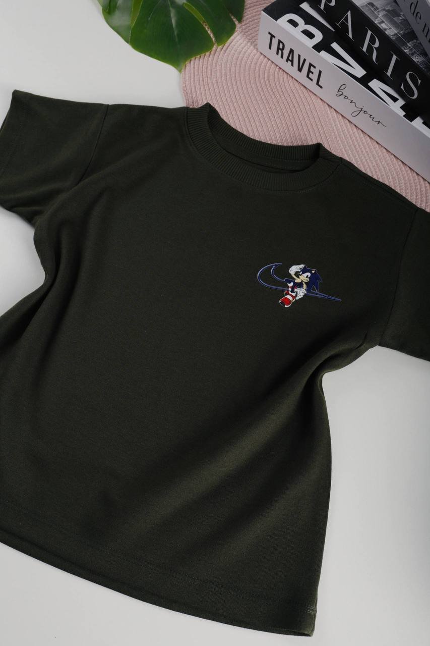 Camiseta Oversized INFANTIL UNISSEX Sonic (ESTAMPA BOLSO E COSTAS