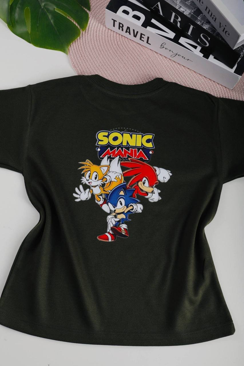 Camiseta Oversized INFANTIL UNISSEX Sonic (ESTAMPA BOLSO E COSTAS